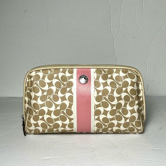 Coach Signature Logo Cosmetic Bag - Picture 1 of 8